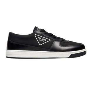 Prada 2EG401 Mens Black Leather Low Top Sneakers, UK 10.5